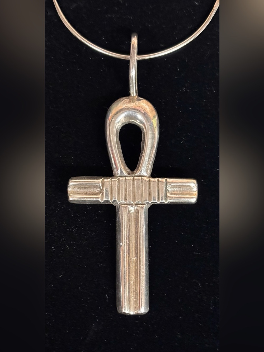 Rare Vintage Sterling Silver Handmade Unmarked Egyptian Ankh Pendant Key 1970’s